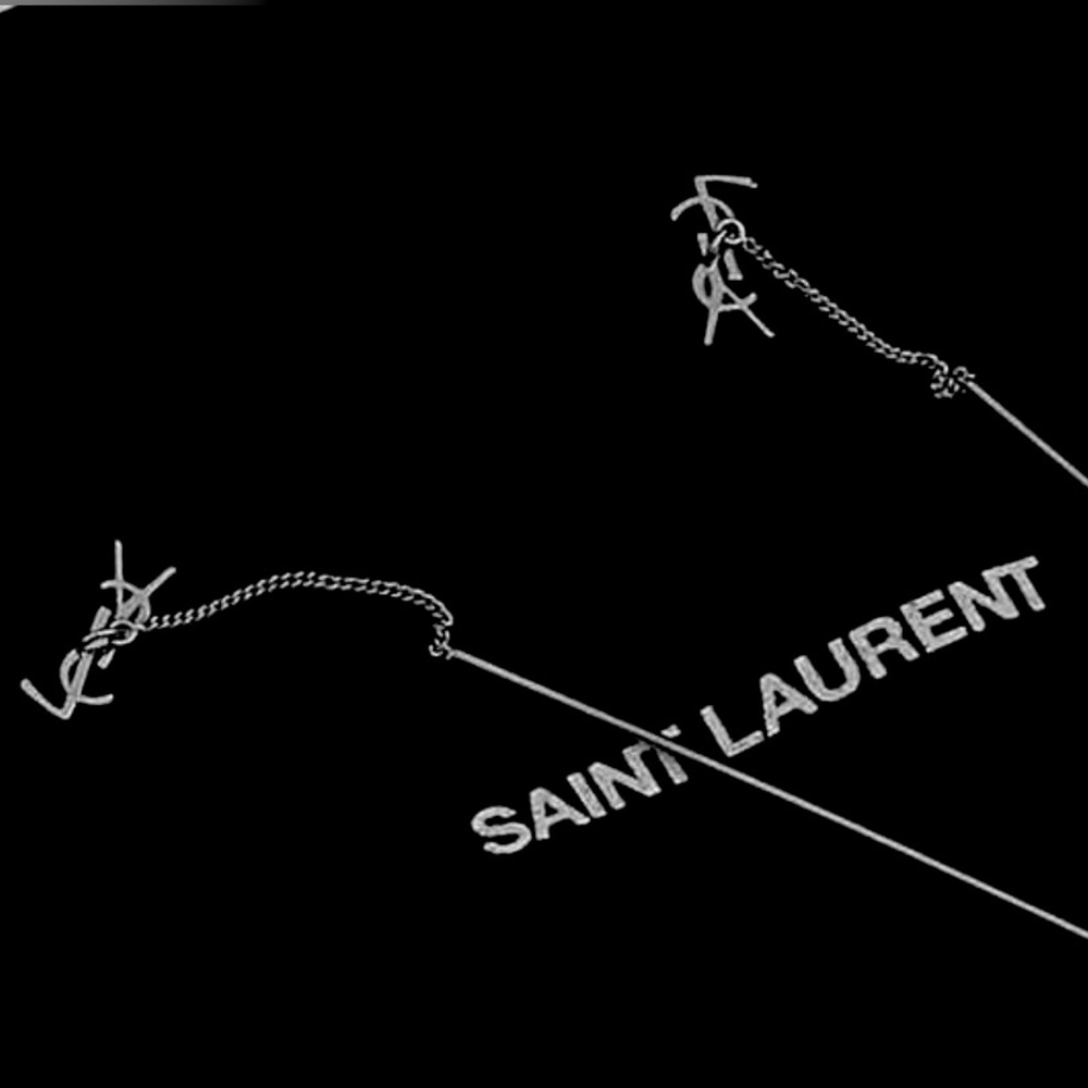 YSL Opyum Classic logo long threader earrings in metal